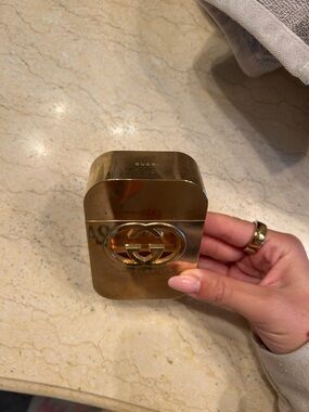 Gucci Gold Metal Fragrance Bottle with Interlocking GG